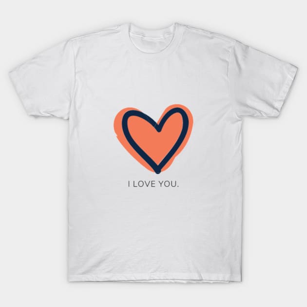 I love you peach heart T-Shirt by Shineyarts